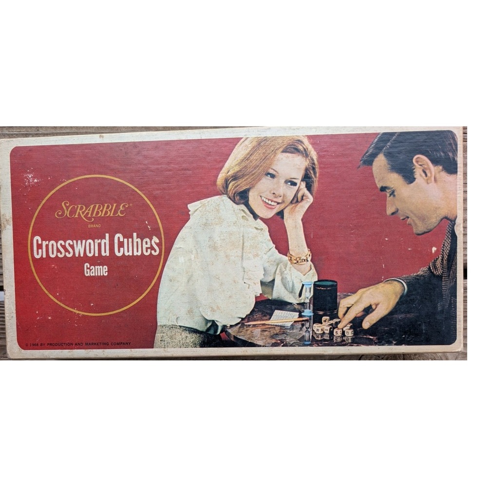 Vintage 1968 Scrabble Crossword Cubes Game Selchow & Righter Co Complete Boxed